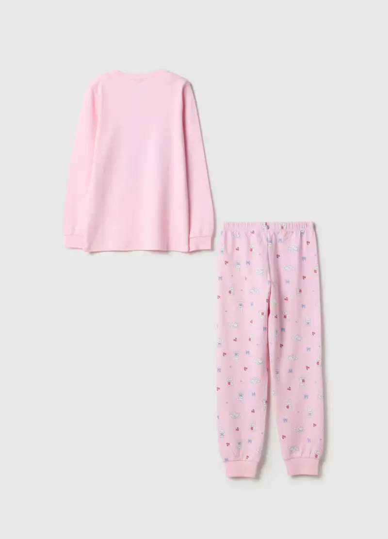 Pigiama Rosa In Puro Cotone Da Bambina Regular Fit Con Stampa, Rosa miniatura 2