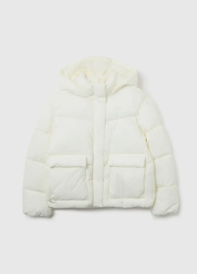 Piumino The Iconic Puffer Bianco Da Ragazza Con Cappuccio, Bambina, Bianco