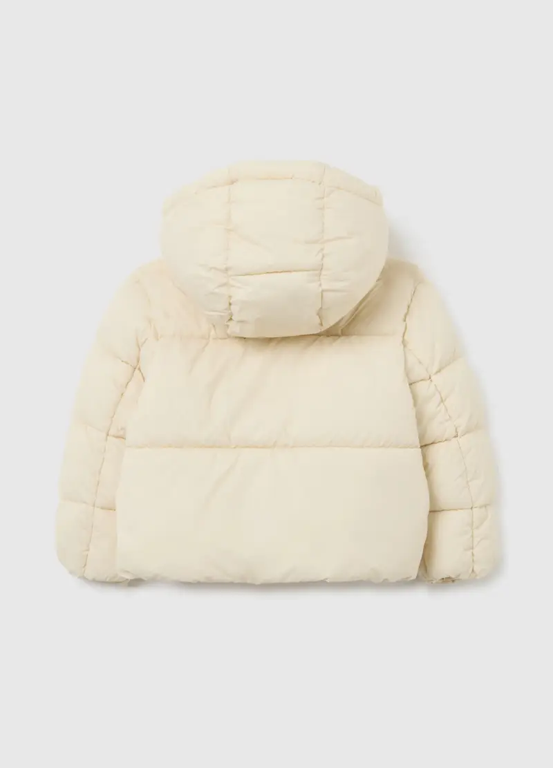 Piumino The Iconic Puffer Bianco Panna Da Bambina Con Cappuccio, Bianco miniatura 2
