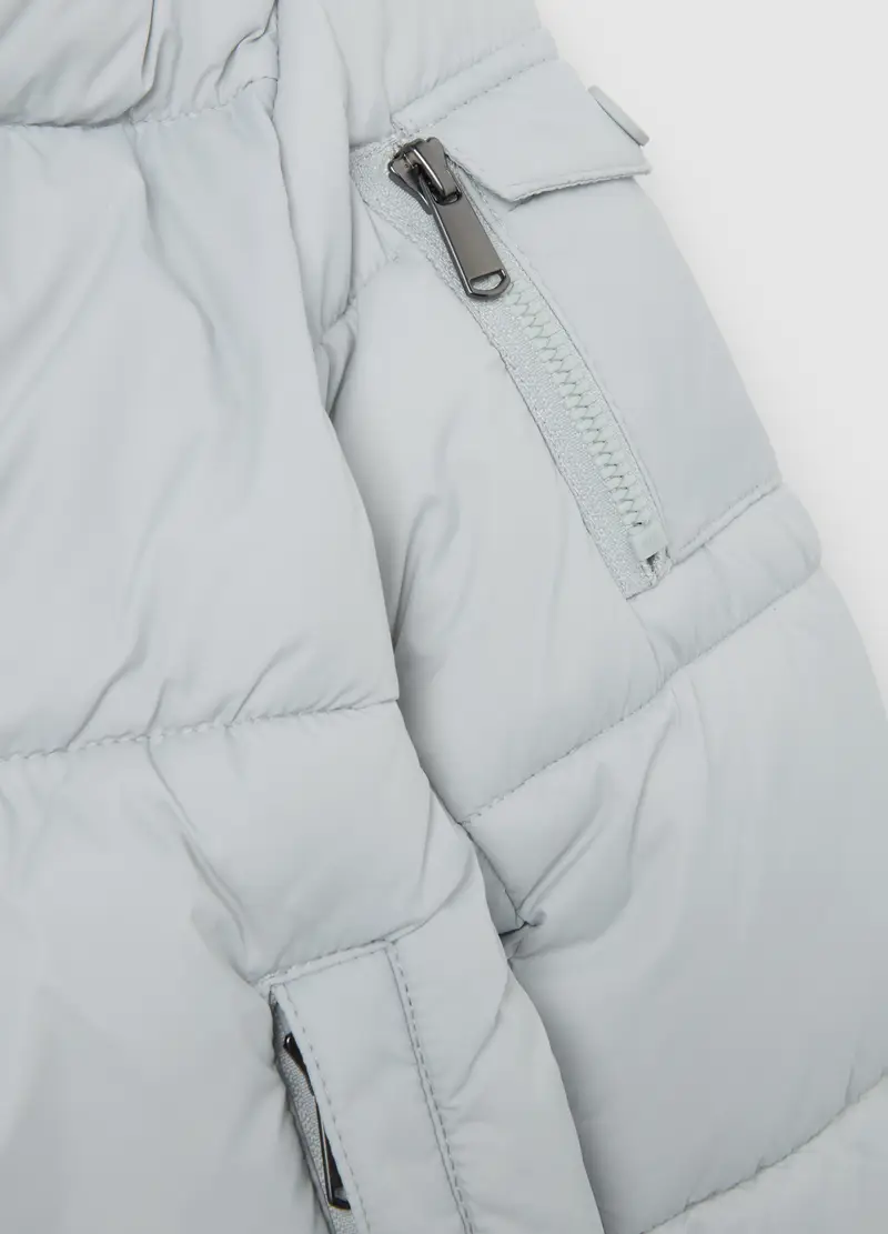 Piumino The Iconic Puffer Grigio Chiaro Da Bambino Con Cappuccio, Grigio miniatura 3