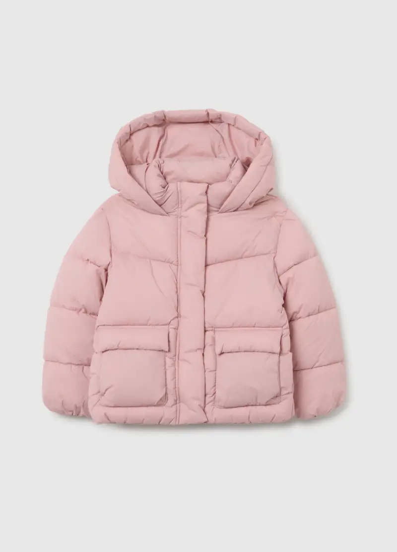 Piumino The Iconic Puffer Rosa Da Bambina Con Cappuccio, Rosa