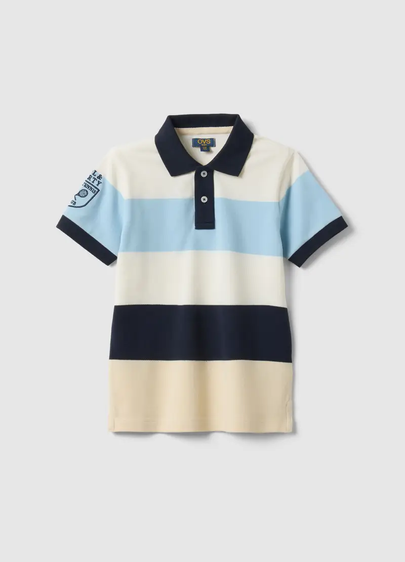 Polo In Cotone Elasticizzato A Righe Multicolor Da Bambino Regular Fit, Multicolor