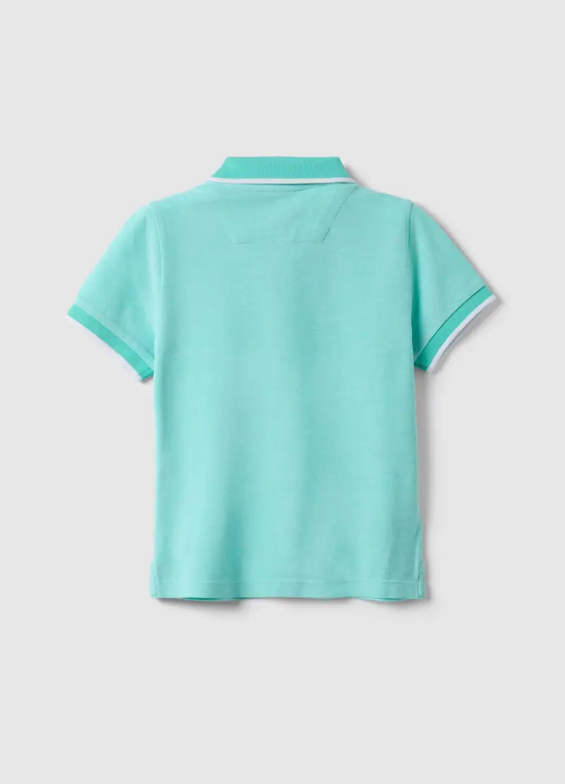 Polo In Puro Cotone Azzurra Da Bambino Regular Fit Con Ricamo, Azzurro miniatura 2