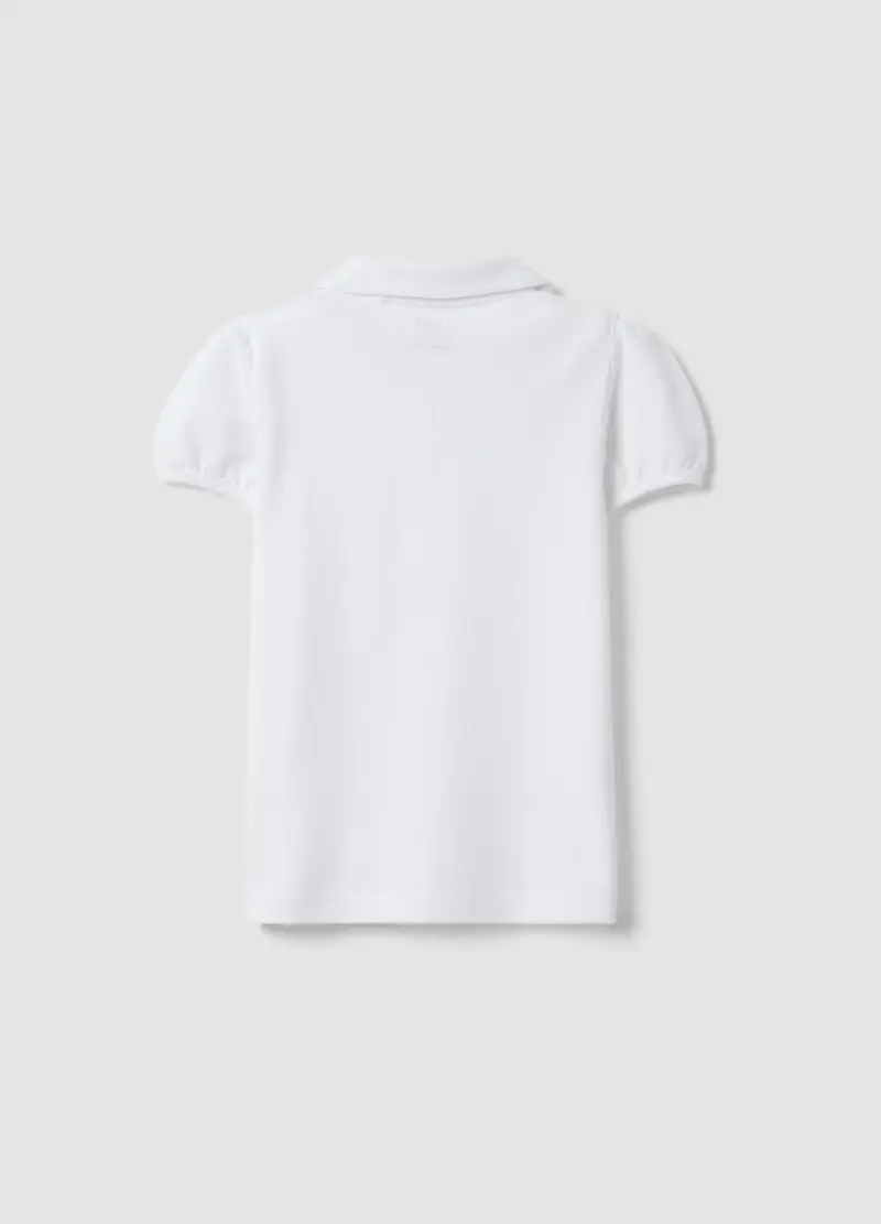 Polo In Puro Cotone Bianca Da Bambina Regular Fit, Bianco miniatura 2
