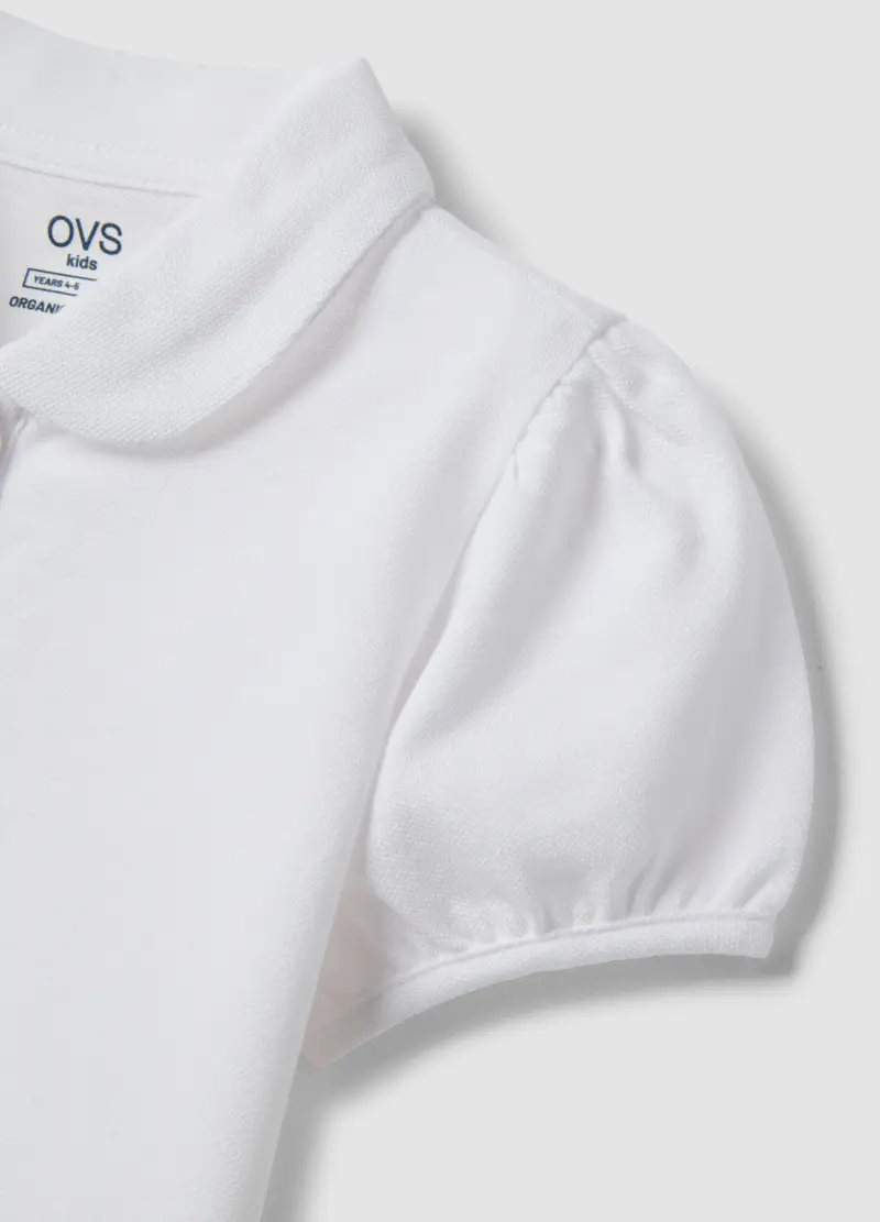 Polo In Puro Cotone Bianca Da Bambina Regular Fit, Bianco miniatura 3