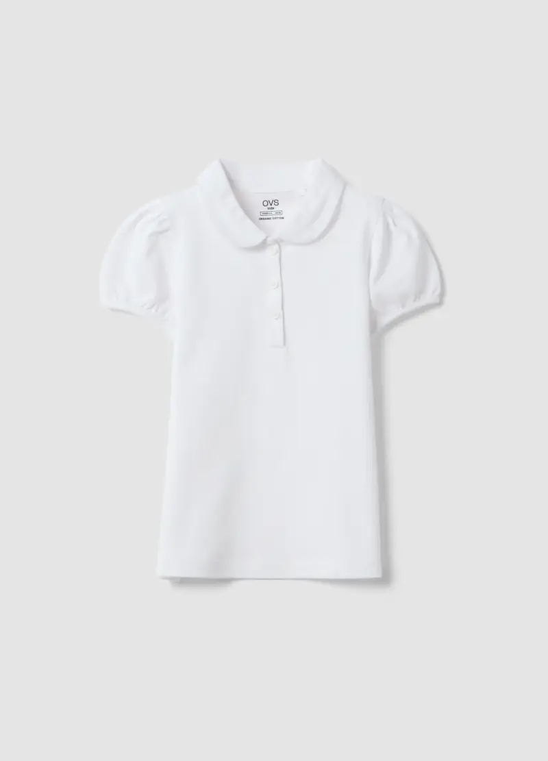 Polo In Puro Cotone Bianca Da Bambina Regular Fit, Bianco