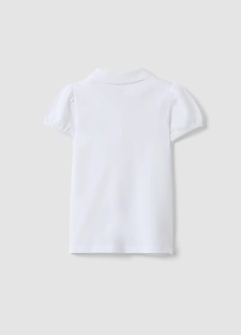 Polo In Puro Cotone Bianca Da Bambina Regular Fit Con Ciliegia, Bianco miniatura 2