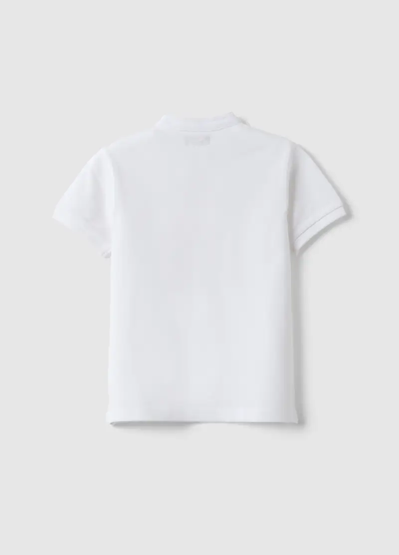 Polo In Puro Cotone Bianca Da Bambino Regular Fit, Bianco miniatura 2