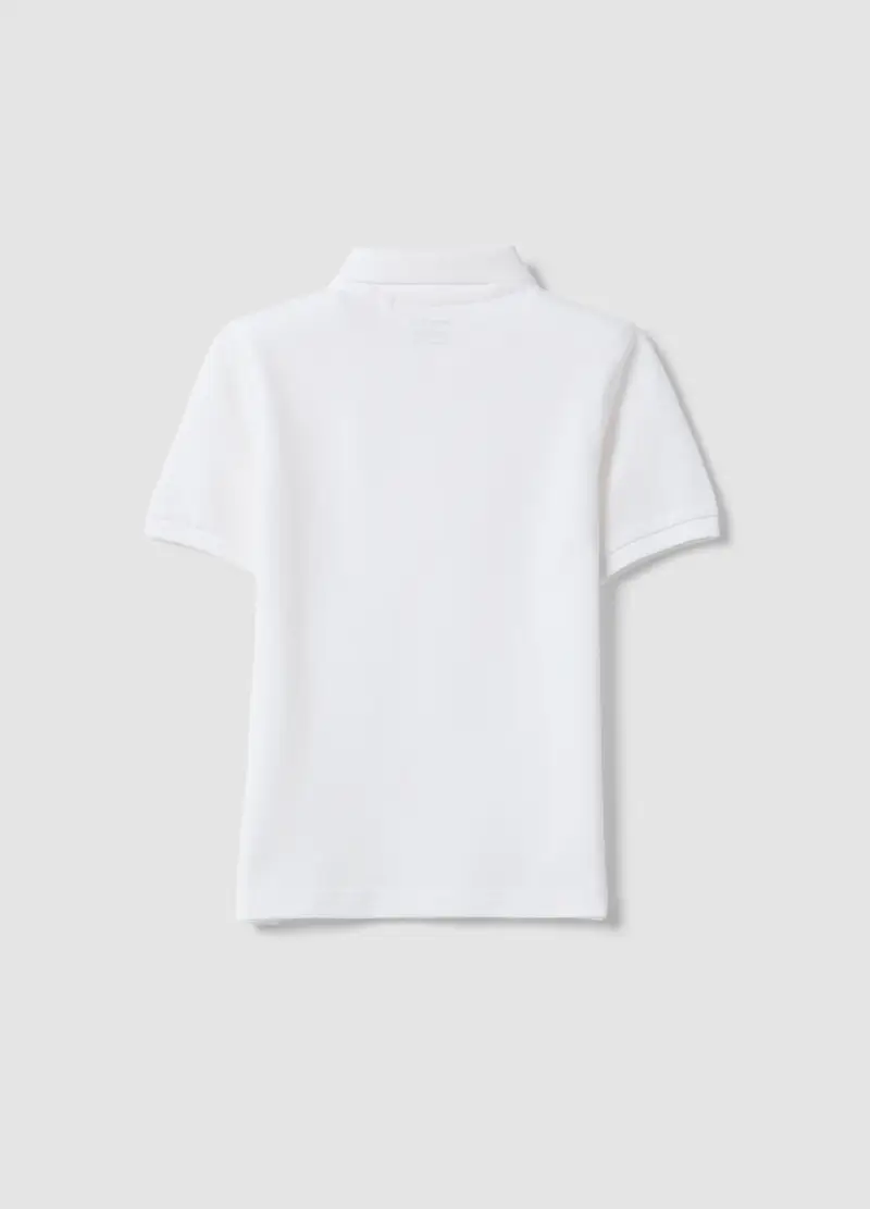 Polo In Puro Cotone Biologico Bianca Da Bambino Regular Fit, Bianco miniatura 2