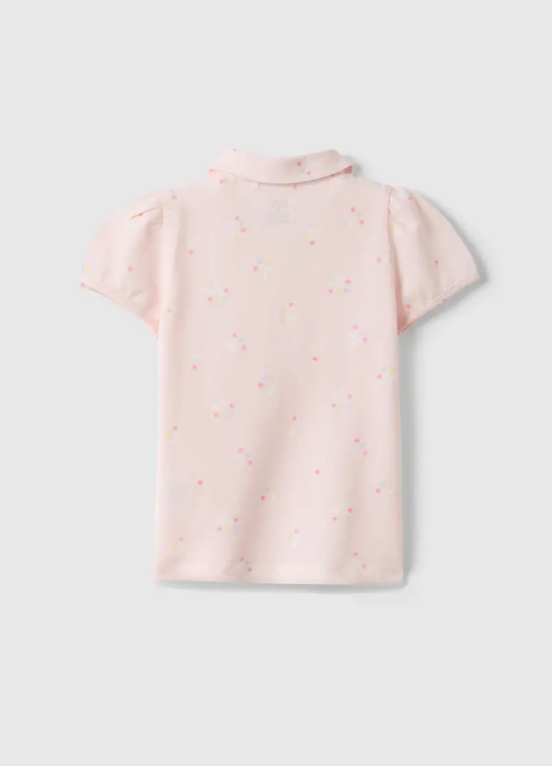 Polo In Puro Cotone Rosa Da Bambina Regular Fit Con Motivo Floreale, Rosa miniatura 2
