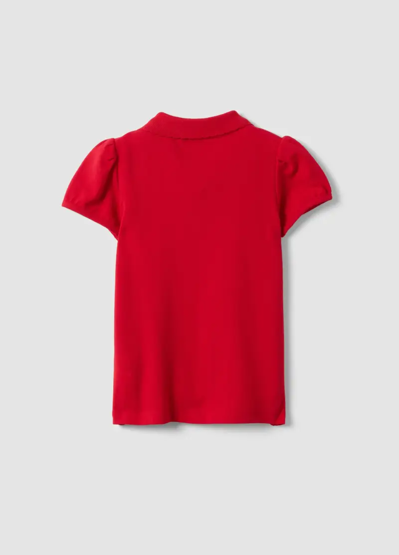 Polo In Puro Cotone Rossa Da Bambina Regular Fit Con Ciliegia, Rosso miniatura 2