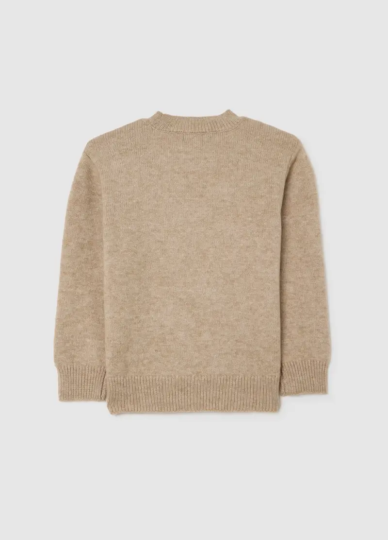 Pullover Beige Da Bambino Con Orsetto Regular Fit, Beige miniatura 2