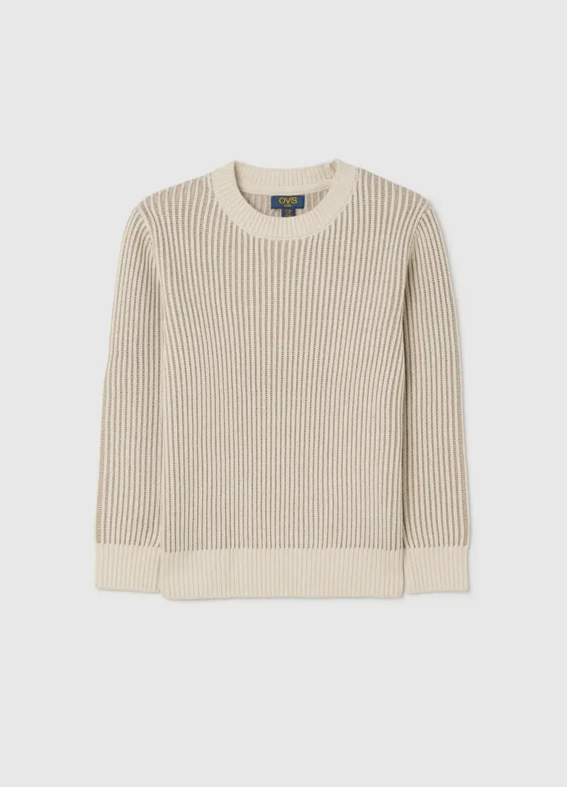 Pullover Beige In Maglia, Bambino, Beige