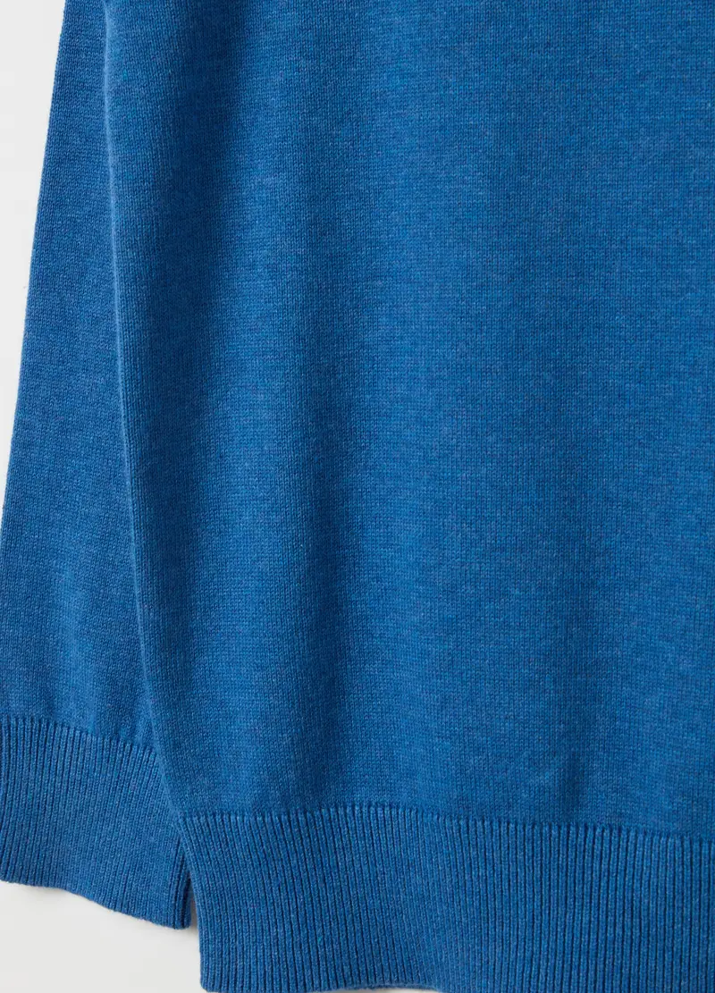 Pullover Girocollo In Cotone, Bambino, Blu miniatura 3