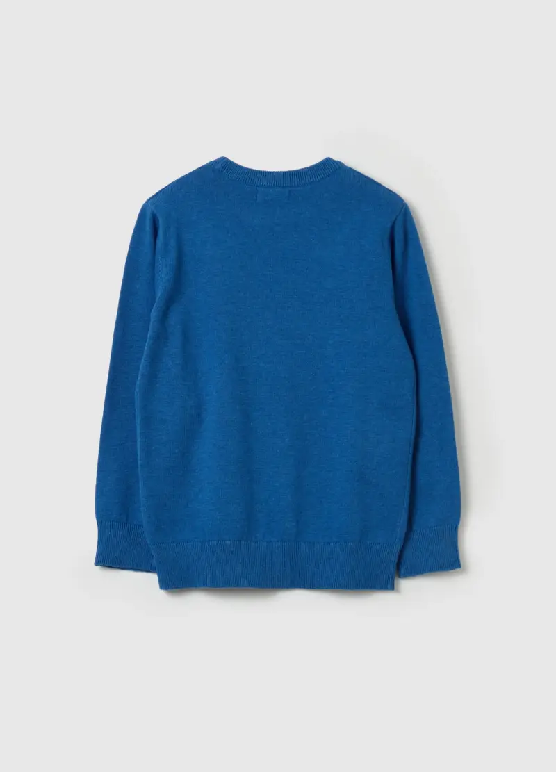 Pullover Girocollo In Cotone, Bambino, Blu