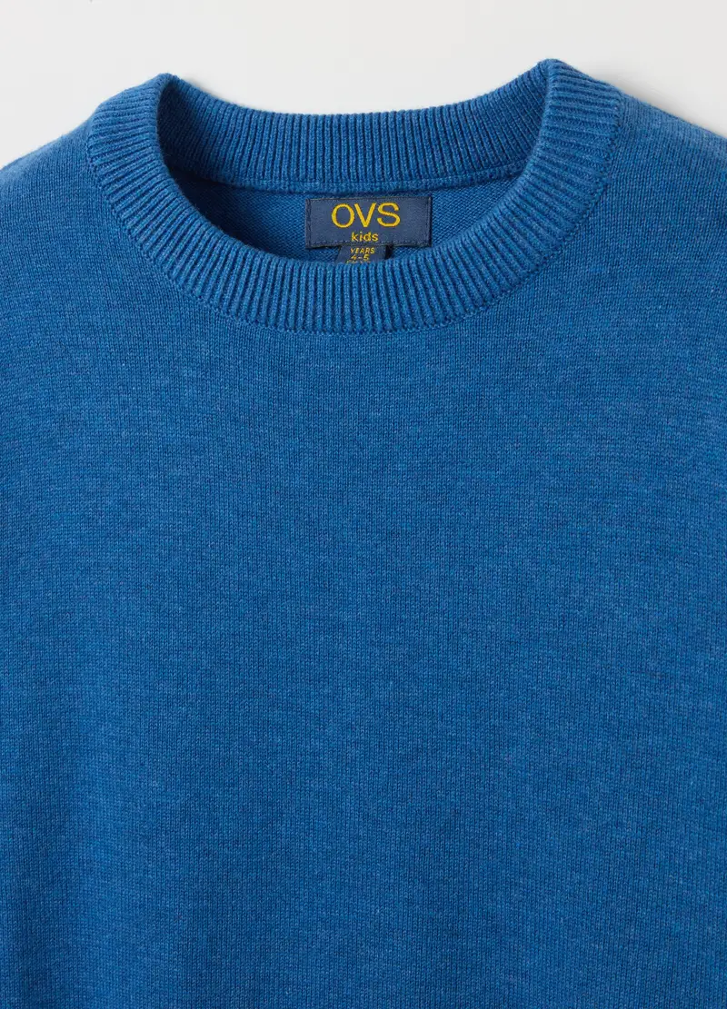 Pullover Girocollo In Cotone, Bambino, Blu miniatura 2