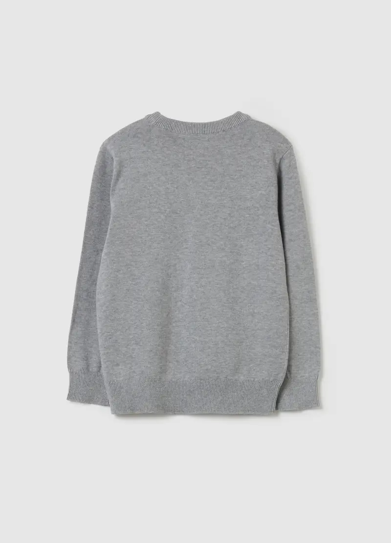 Pullover Girocollo In Cotone, Bambino, Grigio miniatura 2