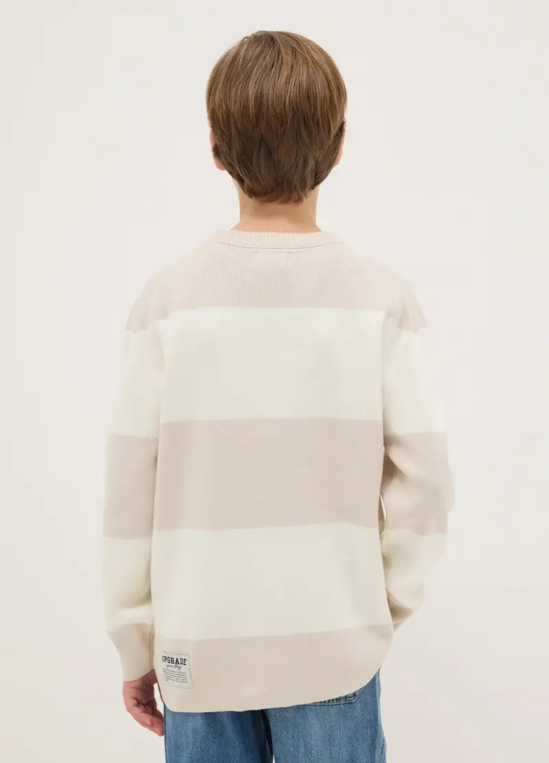 Pullover In Puro Cotone A Righe Multicolor Regular Fit Per Ragazzo, Bambino, Multicolor miniatura 2