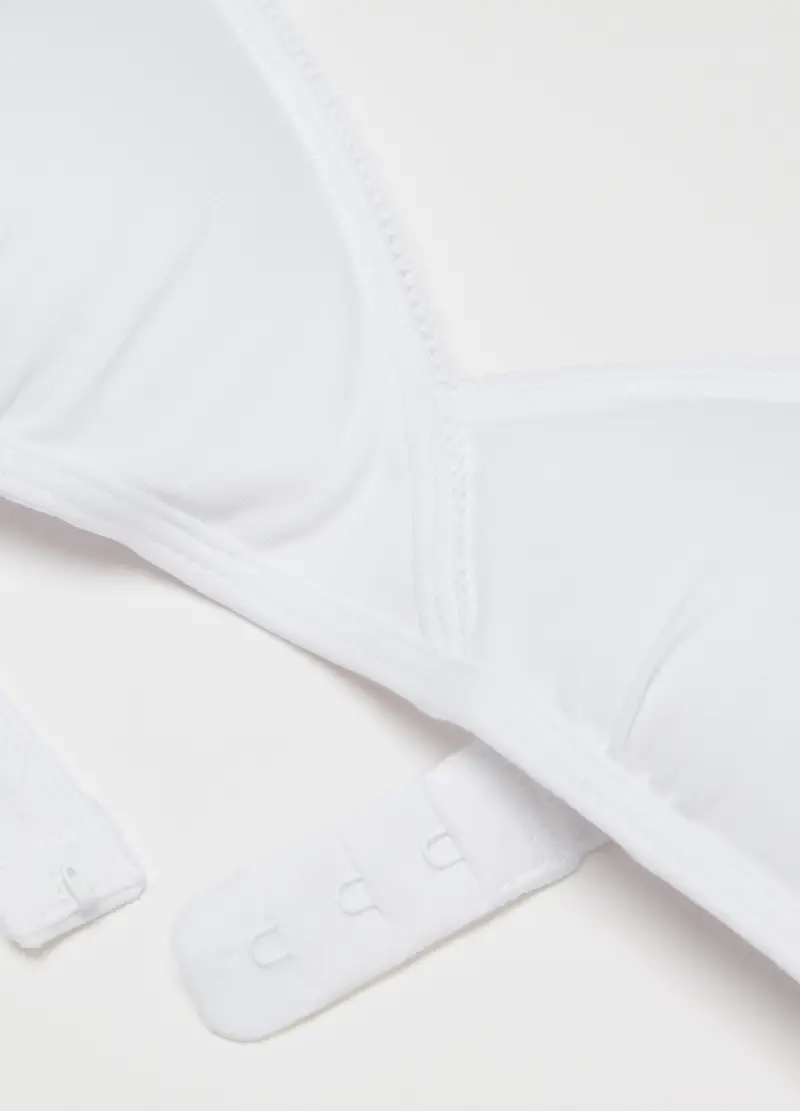 Reggiseno A Triangolo Da Ragazze In Cotone Bianco Elasticizzato, Unisex, Bianco miniatura 3