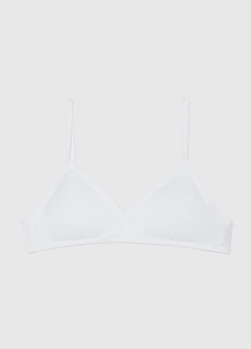 Reggiseno A Triangolo Da Ragazze In Cotone Bianco Elasticizzato, Unisex, Bianco