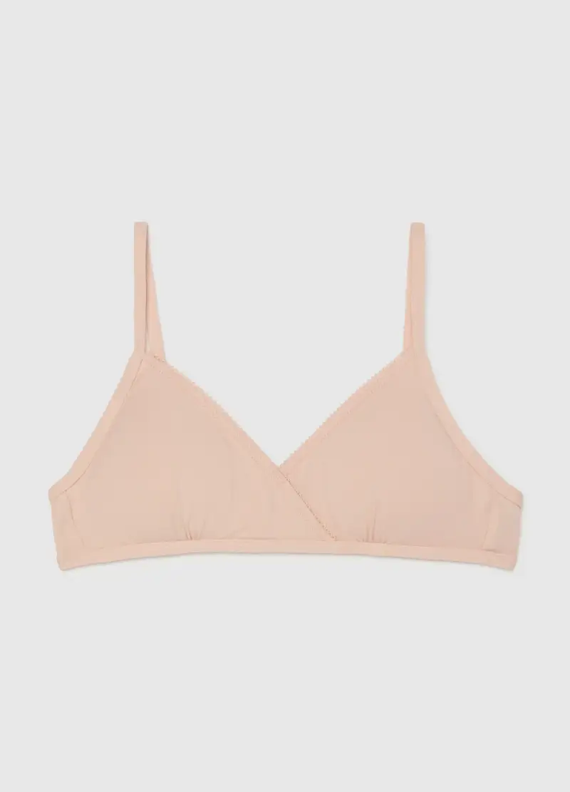 Reggiseno A Triangolo Rosa Da Ragazza In Cotone Elasticizzato, Bambina, Rosa