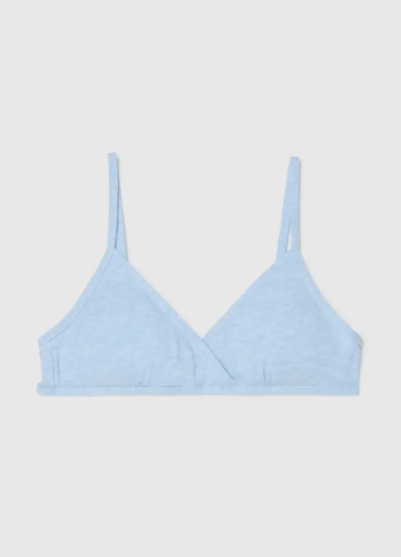 Reggiseno In Cotone Elasticizzato Azzurro Da Ragazza, Bambina, Azzurro