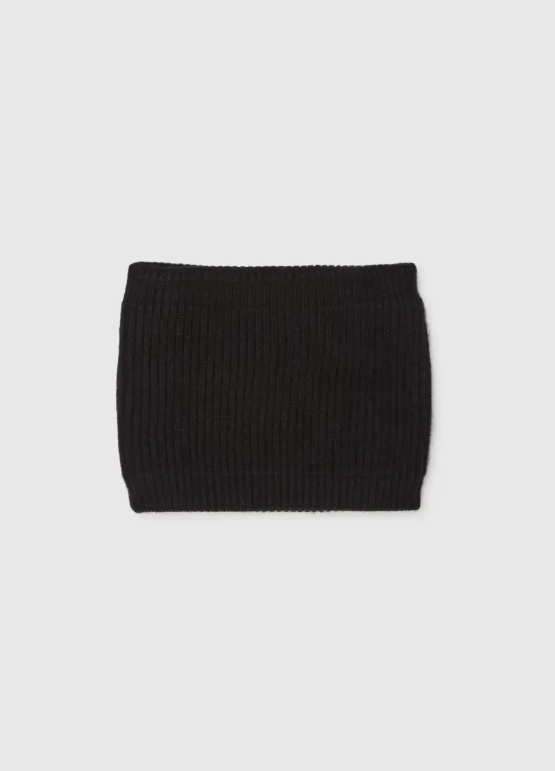 Scaldacollo Nero Con Ricamo Gatto, Bambina, Nero miniatura 2