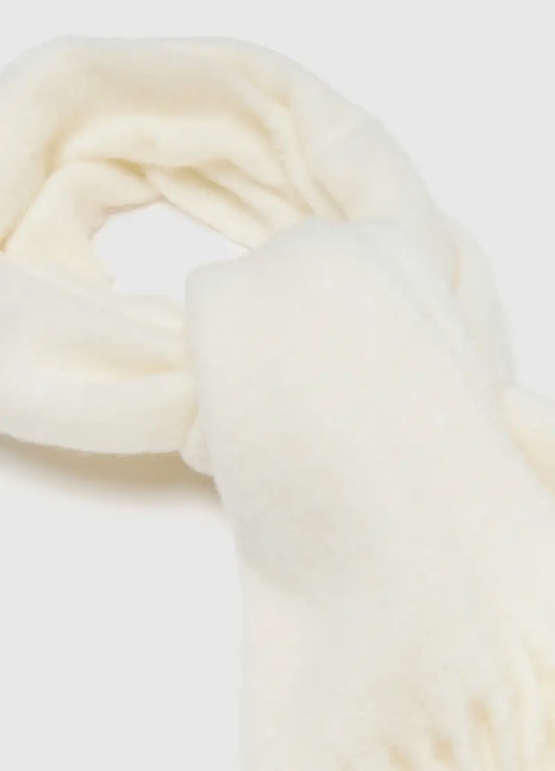 , Sciarpa Bianca Da Bambina Con Frange, Bianco miniatura 2