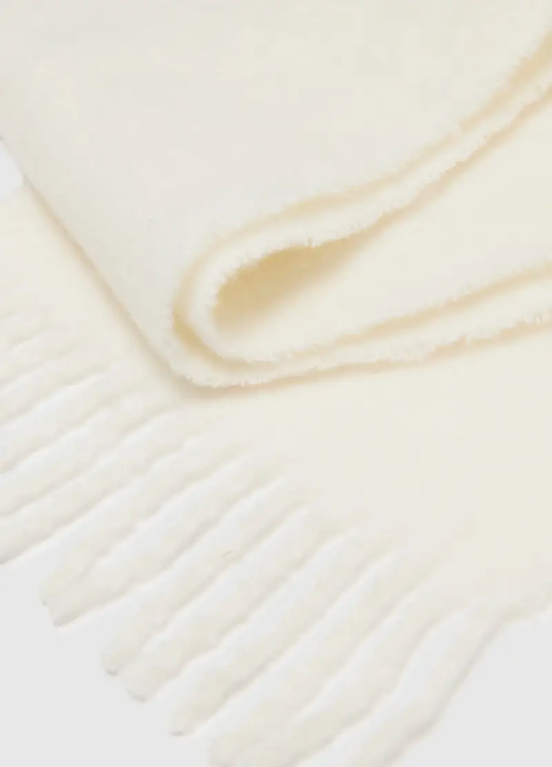 , Sciarpa Bianca Da Bambina Con Frange, Bianco miniatura 3