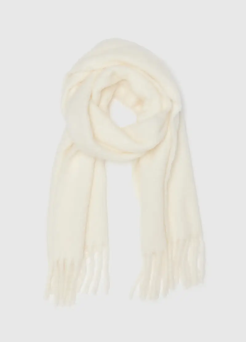 Sciarpa Bianca Da Bambina Con Frange, Bianco