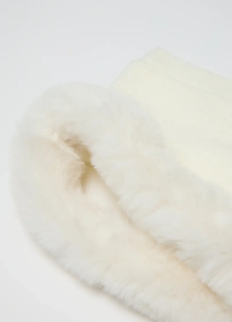 Sciarpa Da Bambina Bianca Con Pelliccia, Bianco miniatura 3