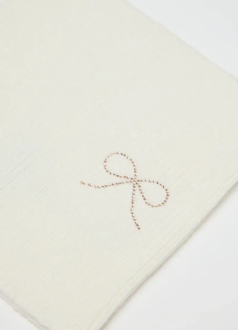 Sciarpa Da Bambina Bianco Con Ricamo, Bianco miniatura 2