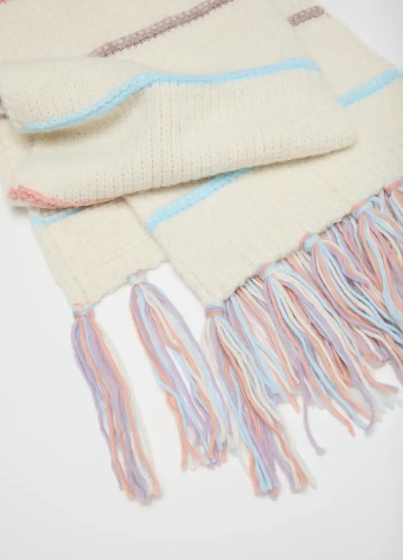 Sciarpa Da Bambina Multicolor Con Frange, Multicolor miniatura 3
