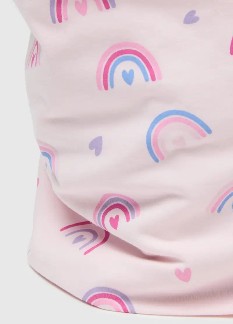 Sciarpa In Cotone Elasticizzato Rosa Da Bambina Con Stampe, Rosa miniatura 2