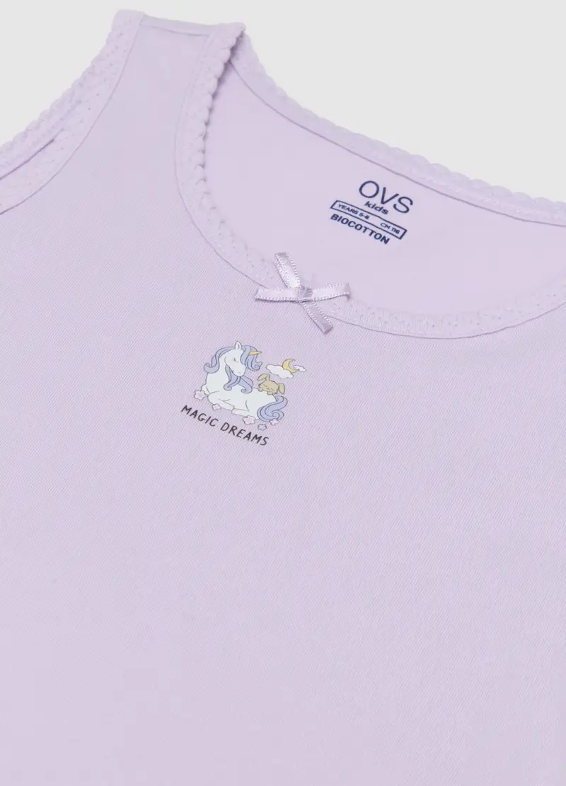 Set Bipack Canotte Da Bambina In Puro Cotone Multicolor Regular Fit, Multicolor miniatura 3