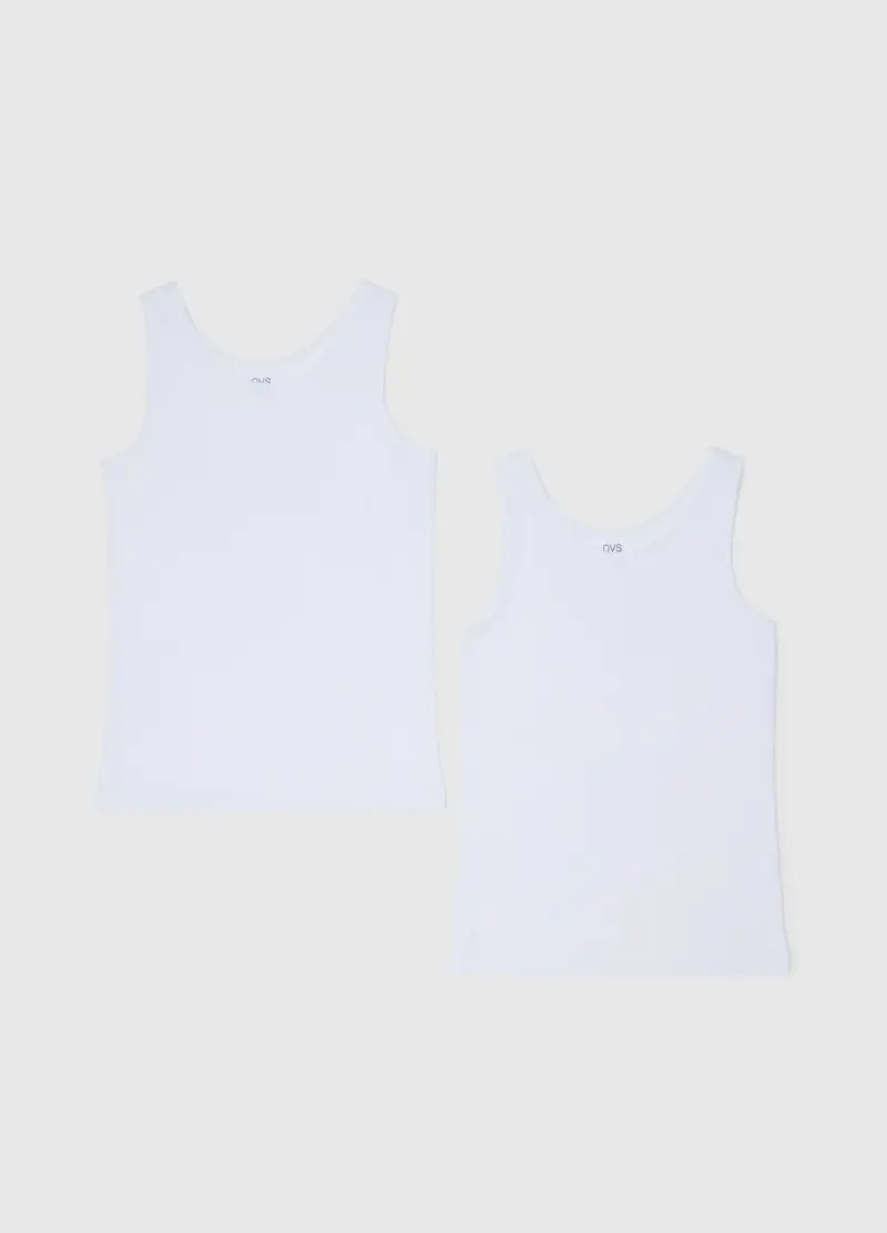 Set Bipack Canotte Da Ragazze In Cotone Bianco Regular Fit, Bambina, Bianco