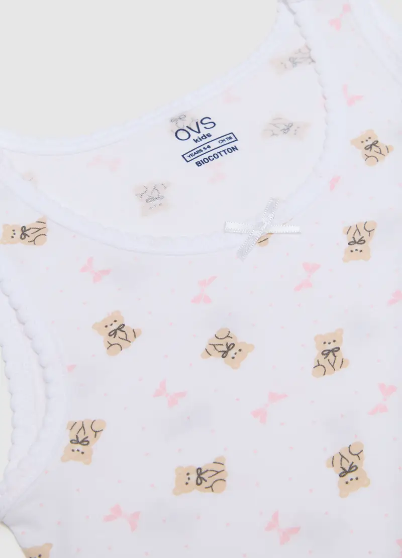 , Set Bipack Canottiere Da Bambina In Puro Cotone Multicolor Regular Fit, Multicolor miniatura 3