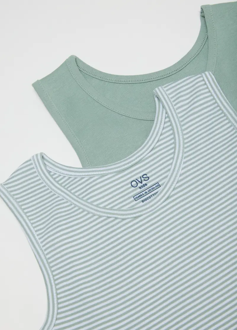 Set Bipack Di Canottiere Da Bambino In Puro Cotone Multicolor Regular Fit, Multicolor miniatura 3