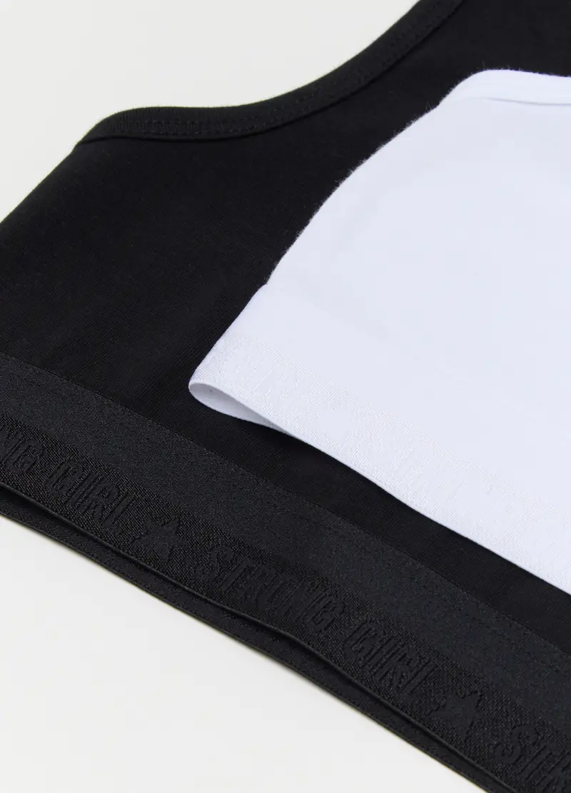 Set Bipack Top Sportivi Da Ragazza In Cotone Multicolor Elasticizzato, Bambina, Multicolor miniatura 3