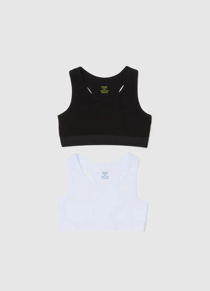 Set Bipack Top Sportivi Da Ragazza In Cotone Multicolor Elasticizzato, Bambina, Multicolor