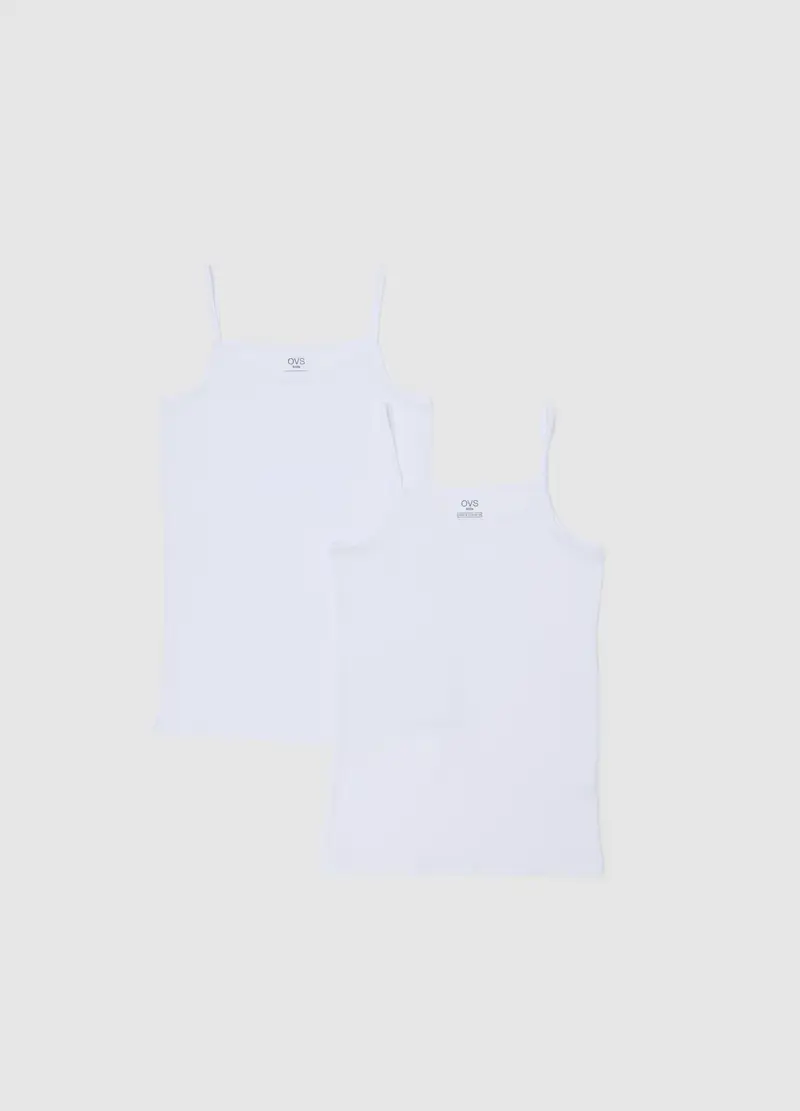 Set Di Canotte Da Ragazza In Cotone Bianco Regular Fit, Bambina, Bianco