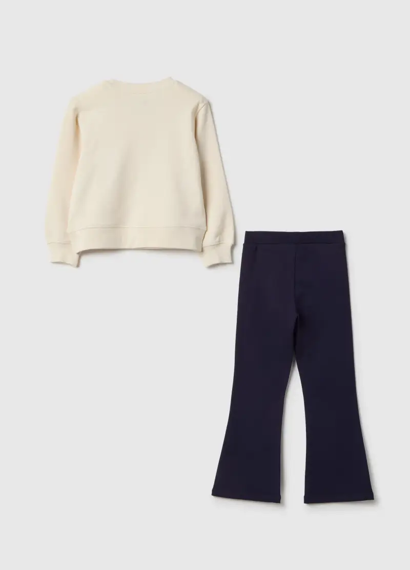 Set Felpa Joggers In Puro Cotone Multicolor Da Bambina Regular Fit, Beige miniatura 2