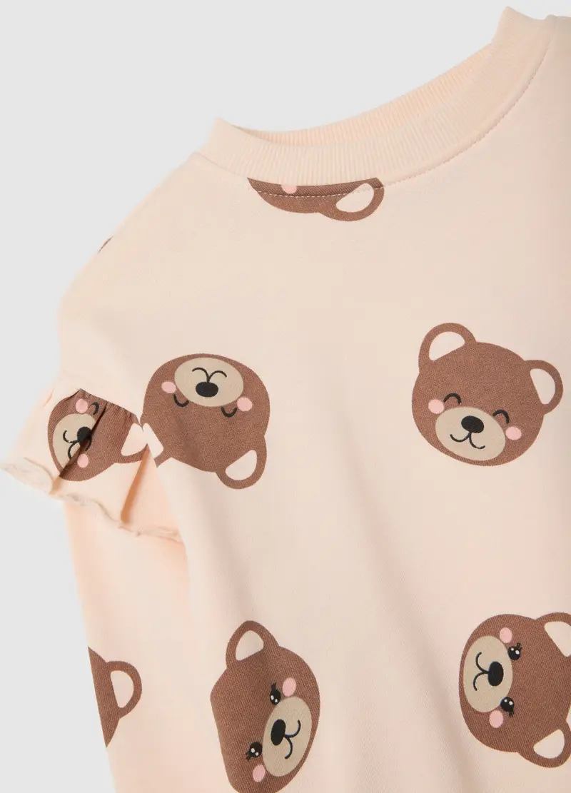 Set Felpa Pantalone Multicolor Da Bambina In Puro Cotone Regular Fit, Multicolor miniatura 3