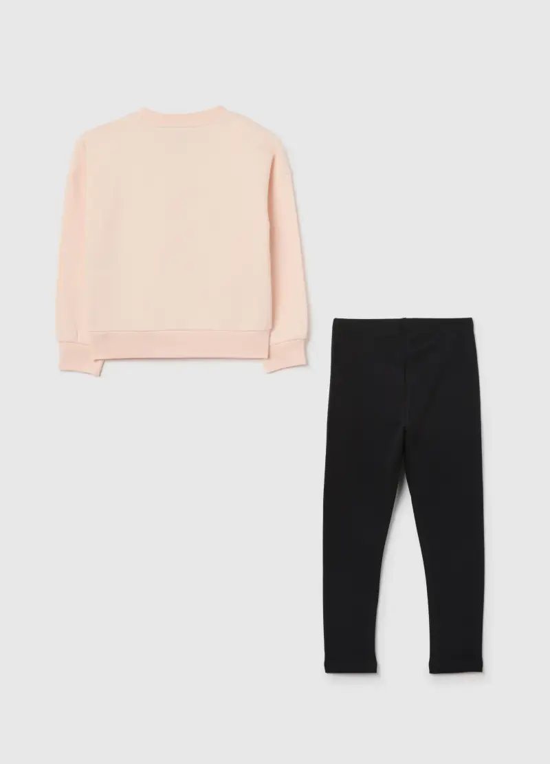 Set Jogging Da Bambina In Cotone Rosa Regular Fit, Rosa miniatura 2