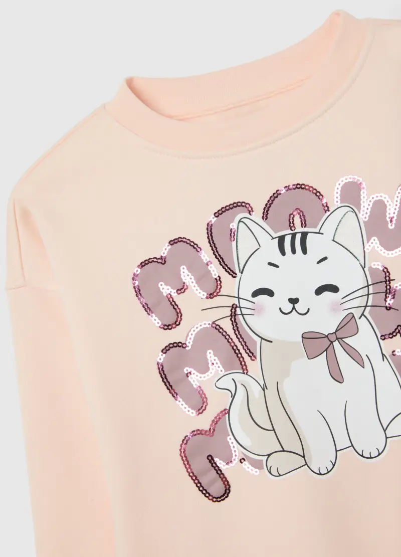 Set Jogging Da Bambina In Cotone Rosa Regular Fit, Rosa miniatura 3