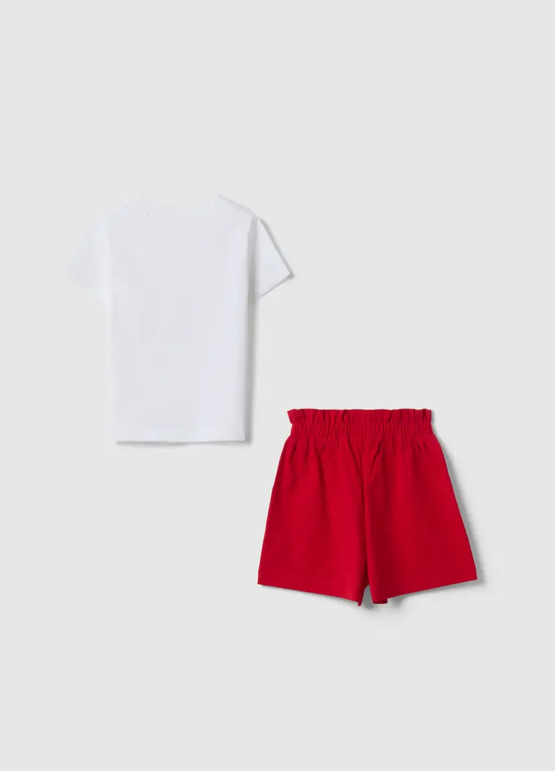 Set Maglia Shorts In Puro Cotone Multicolor Da Bambina Regular Fit, Multicolor miniatura 2