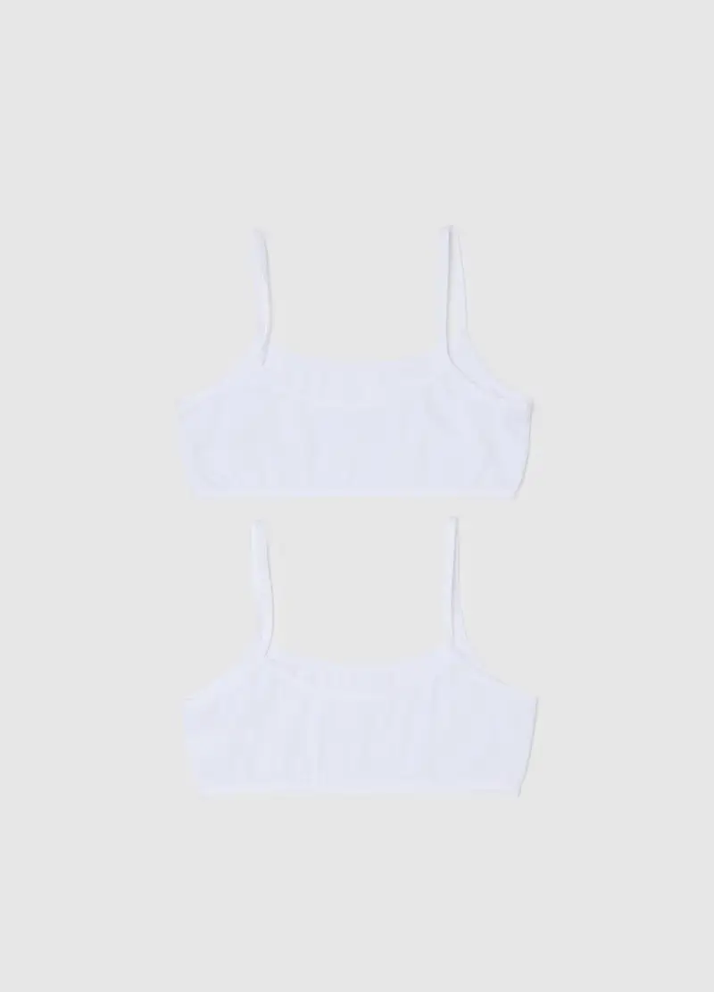 Set Tripack Reggiseni Da Ragazza In Cotone Bianco Elasticizzato, Bambina, Bianco miniatura 2