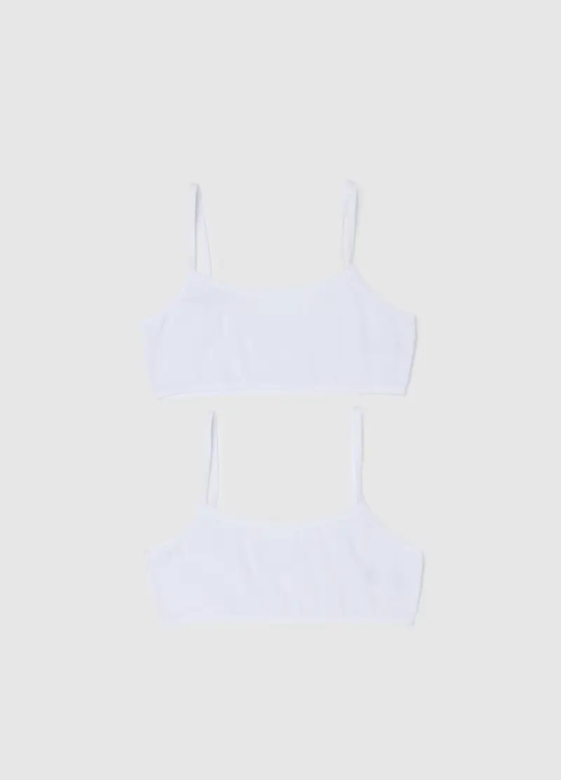 Set Tripack Reggiseni Da Ragazza In Cotone Bianco Elasticizzato, Bambina, Bianco