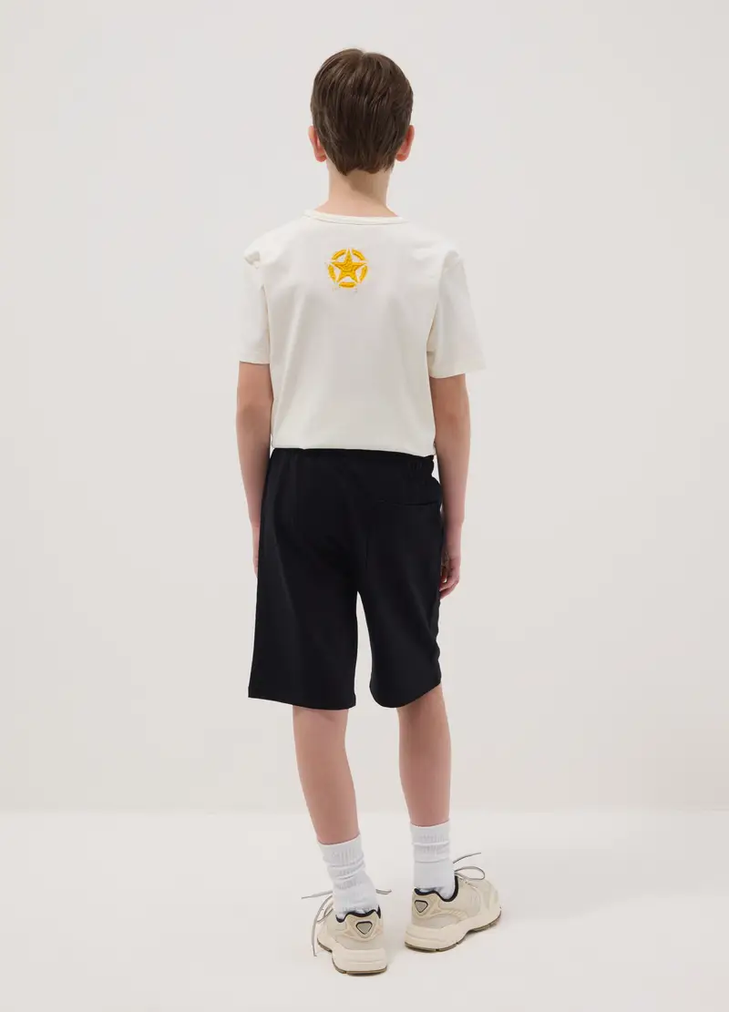 Short In Puro Cotone Neri Da Ragazzo Regular Fit, Bambino, Nero miniatura 3