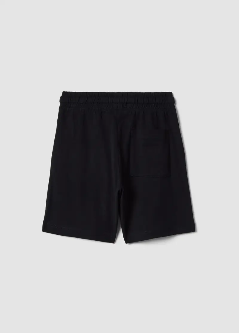 Short In Puro Cotone Nero Da Bambino Regular Fit, Nero miniatura 2